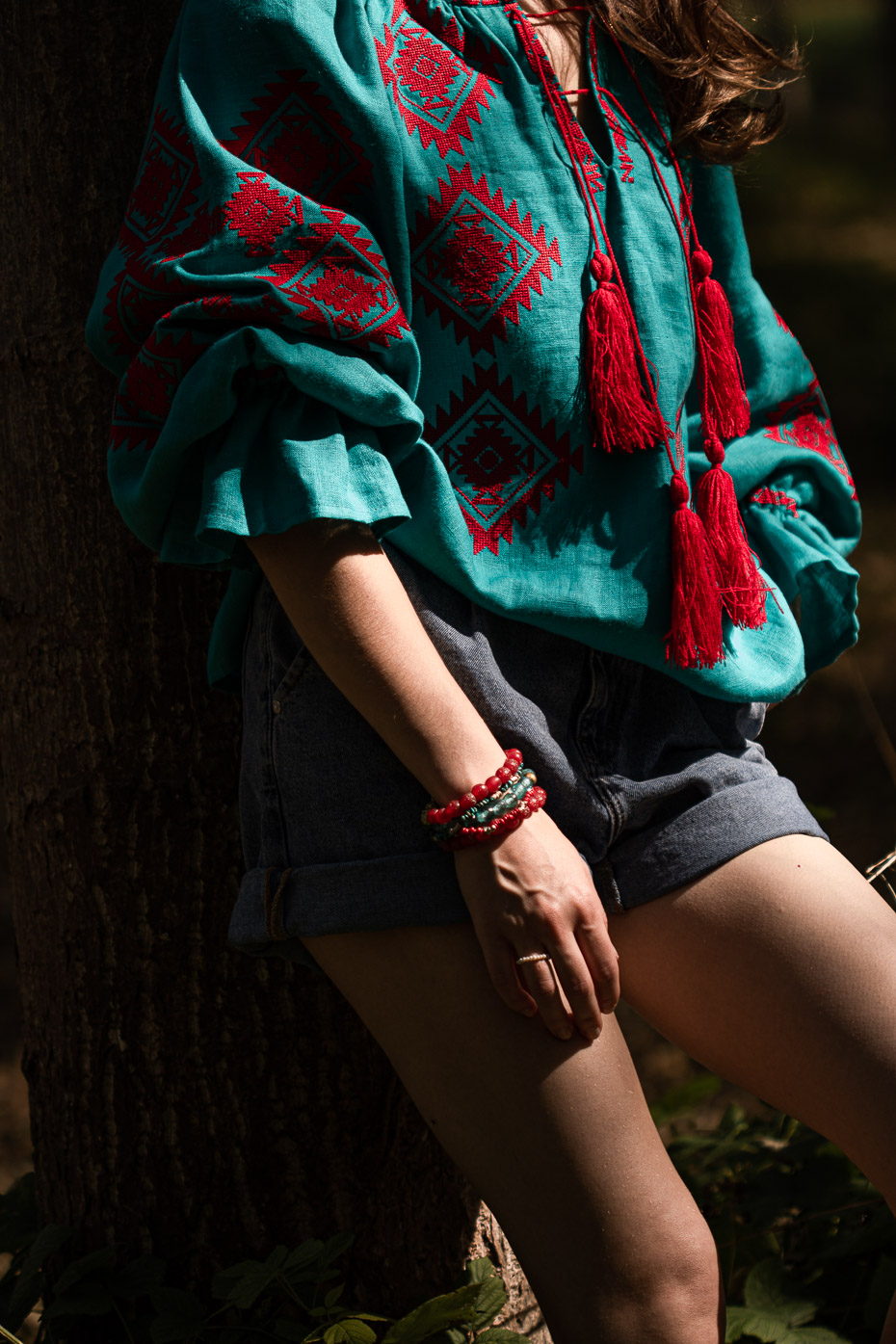 EMBROIDERED LINEN WAISTSHIRT DIVINA