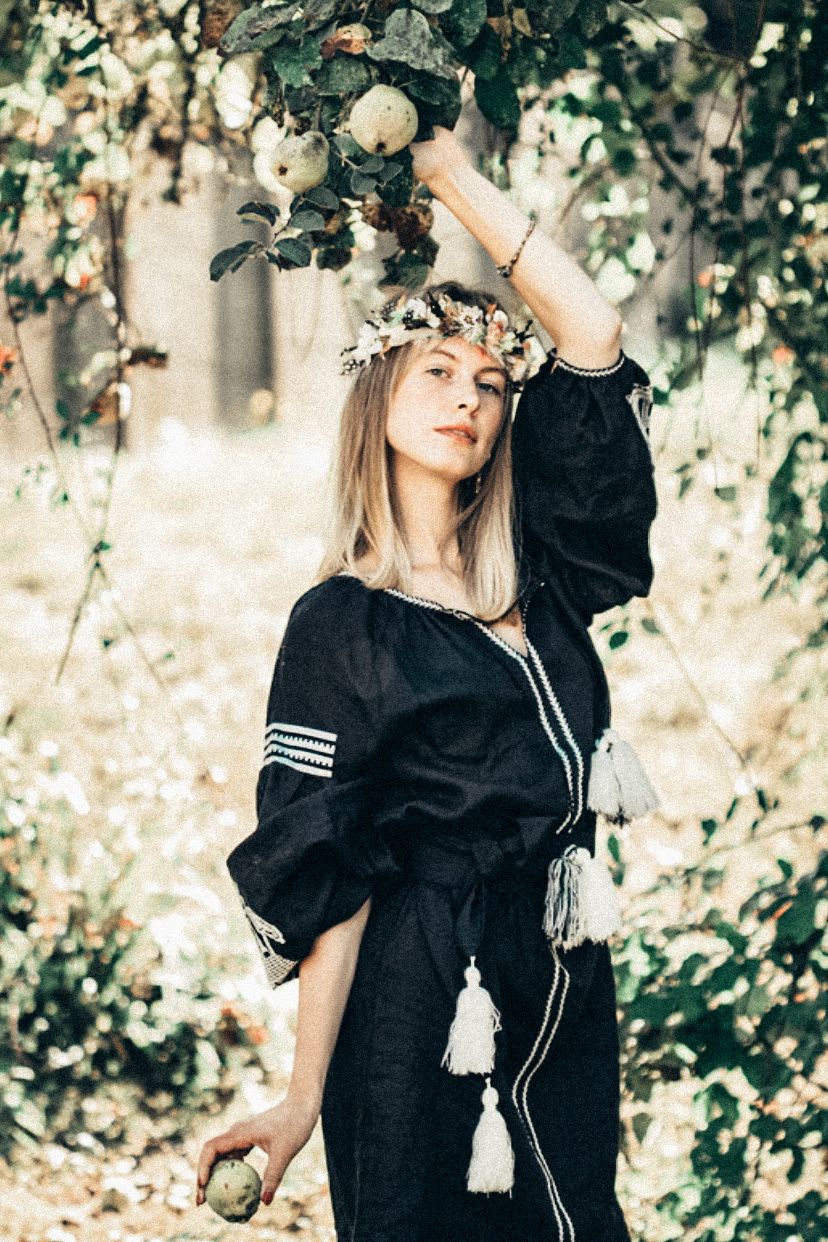 EMBROIDERED ETHNIC LINEN DRESS ORNELLA