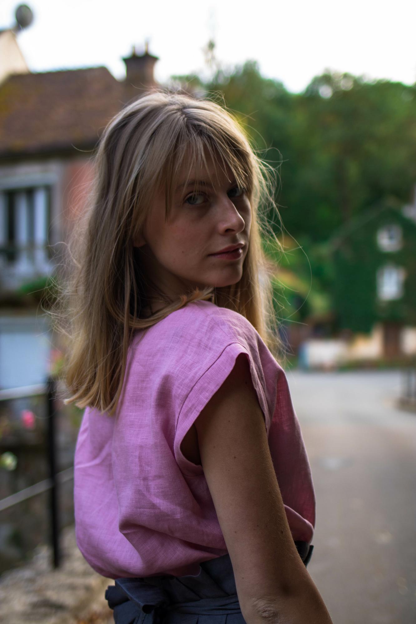 PURE LINEN TOP IN OLD PINK  MELISSA