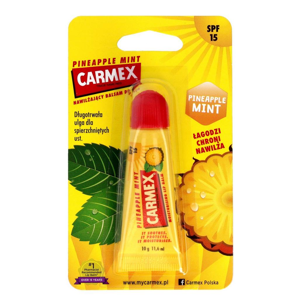 Carmex Moisturising Lip Balm SPF15 Pineapple Mint - Бальзам для губ зі смаком соковитого ананаса і заспокійливої м'яти