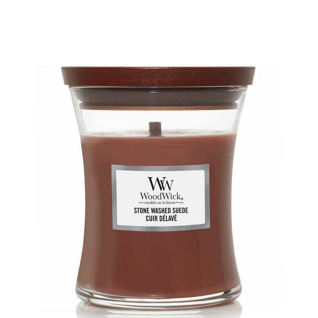 WOODWICK Medium Stone Washed Suede - Ароматична свічка з ароматом замші