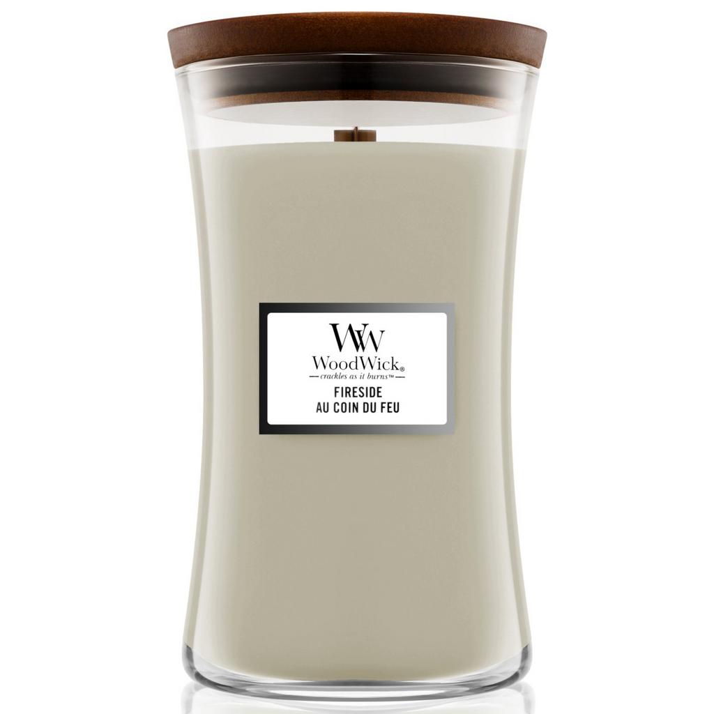 WOODWICK Large Fireside - Ароматична свічка з ароматом копченого дерева та яблучної шкірки