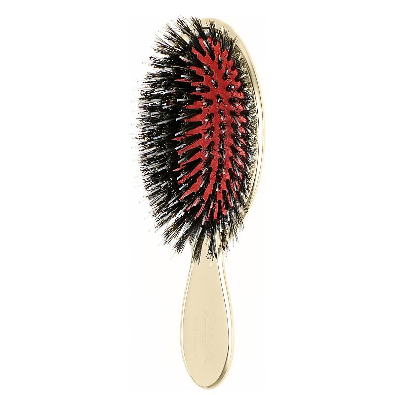 Janeke Small Brush Gold - Щітка для волосся з натуральною щетиною маленька, золота