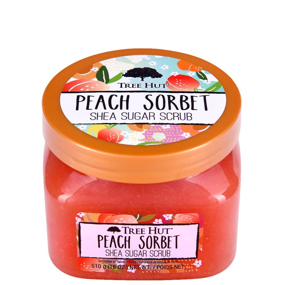 TREE HUT Peach Sorbet Sugar Scrub – Відлущуючий цукровий скраб для живлення з ароматом персика