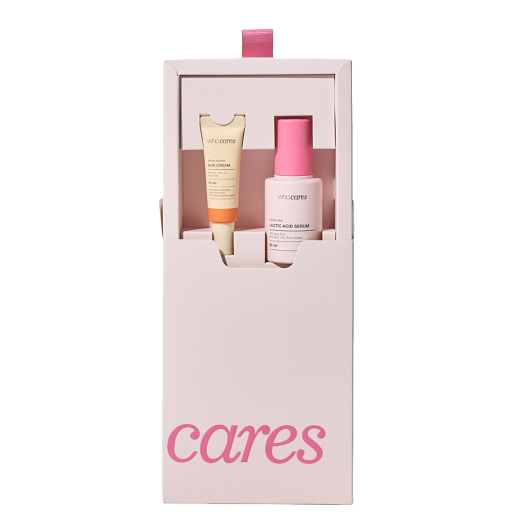 WHOCARES Gentle Peel Lactic Acid Serum & Bifida Barrier Sun Cream - Набір засобів для обличчя