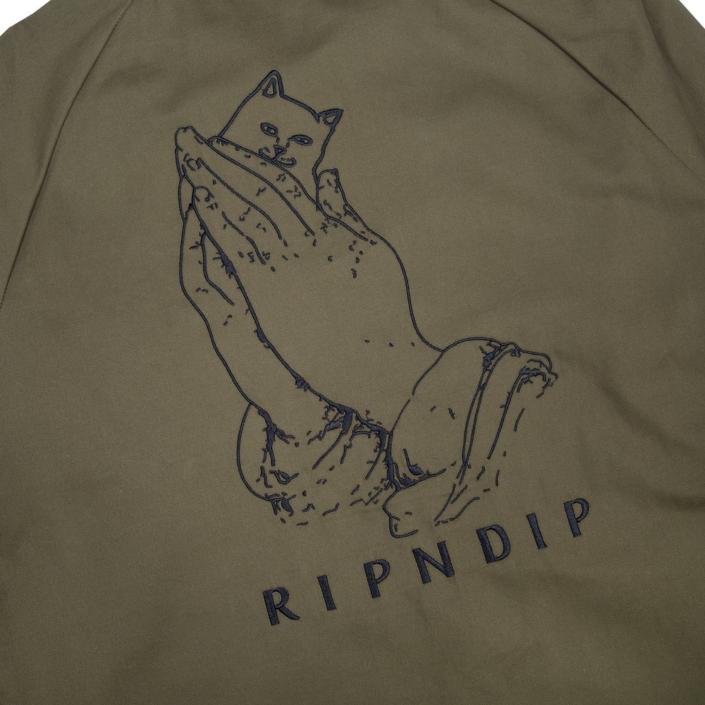 Куртка RIPNDIP Praying Hands Twill Jacket Olive на сайте скейтшопа ...