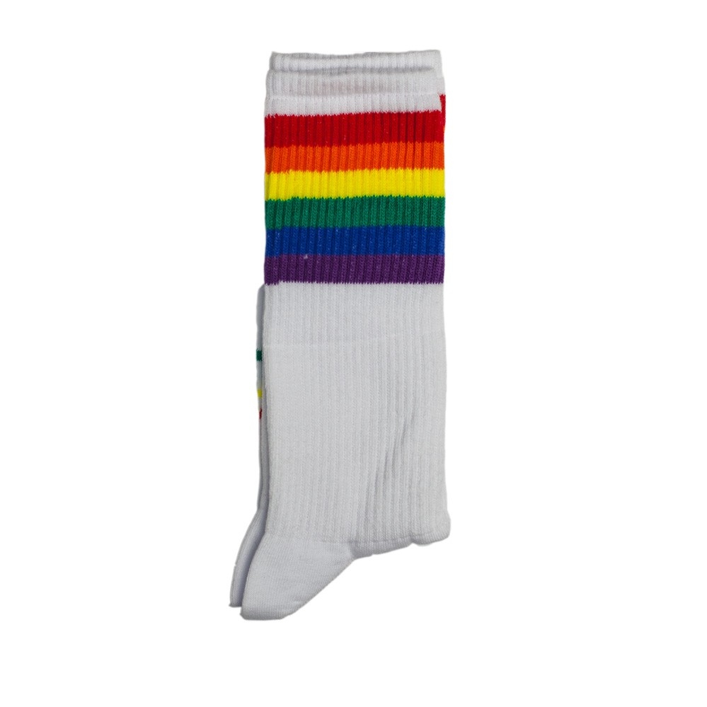 Высокие белые носки Sex Socks Rainbow с разноцветными полосками купить на  сайте OddDays Store с доставкой по России.