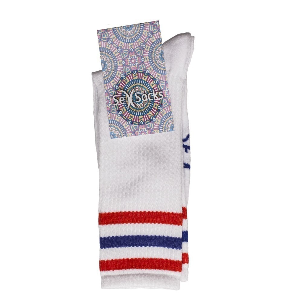 Женские высокие носки с полосками Sex Socks Classic White в скейтшопе  OddDays на Столешниковом.