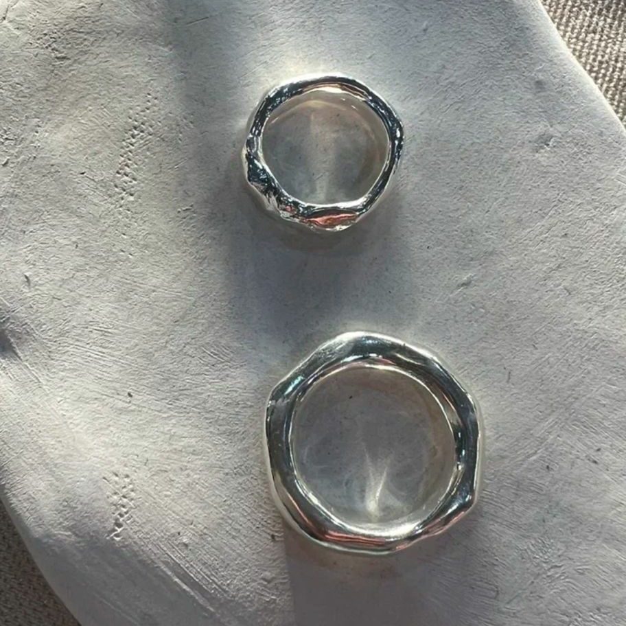 Кольцо  Bagel тонкое, нейзильбер + серебро