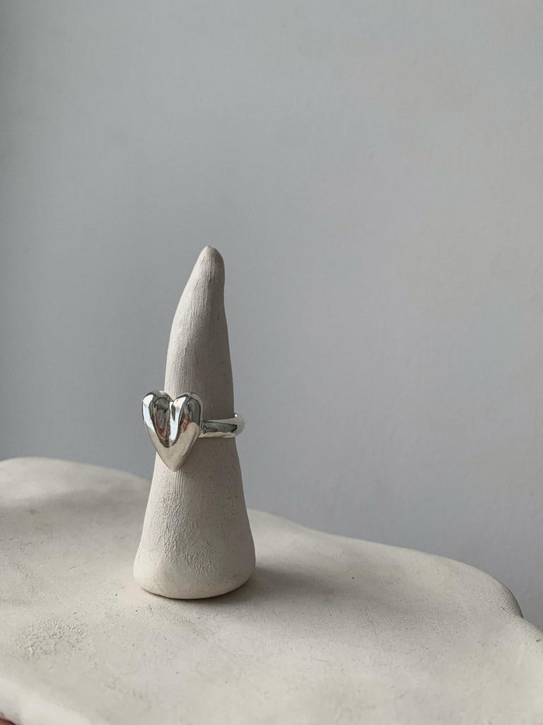 Кольцо сердце объёмное, нейзильбер + серебро