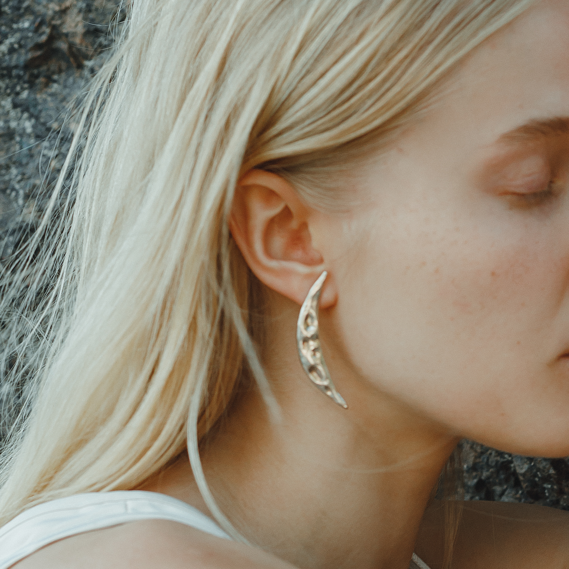 Серьги Moons, нейзильбер+серебро