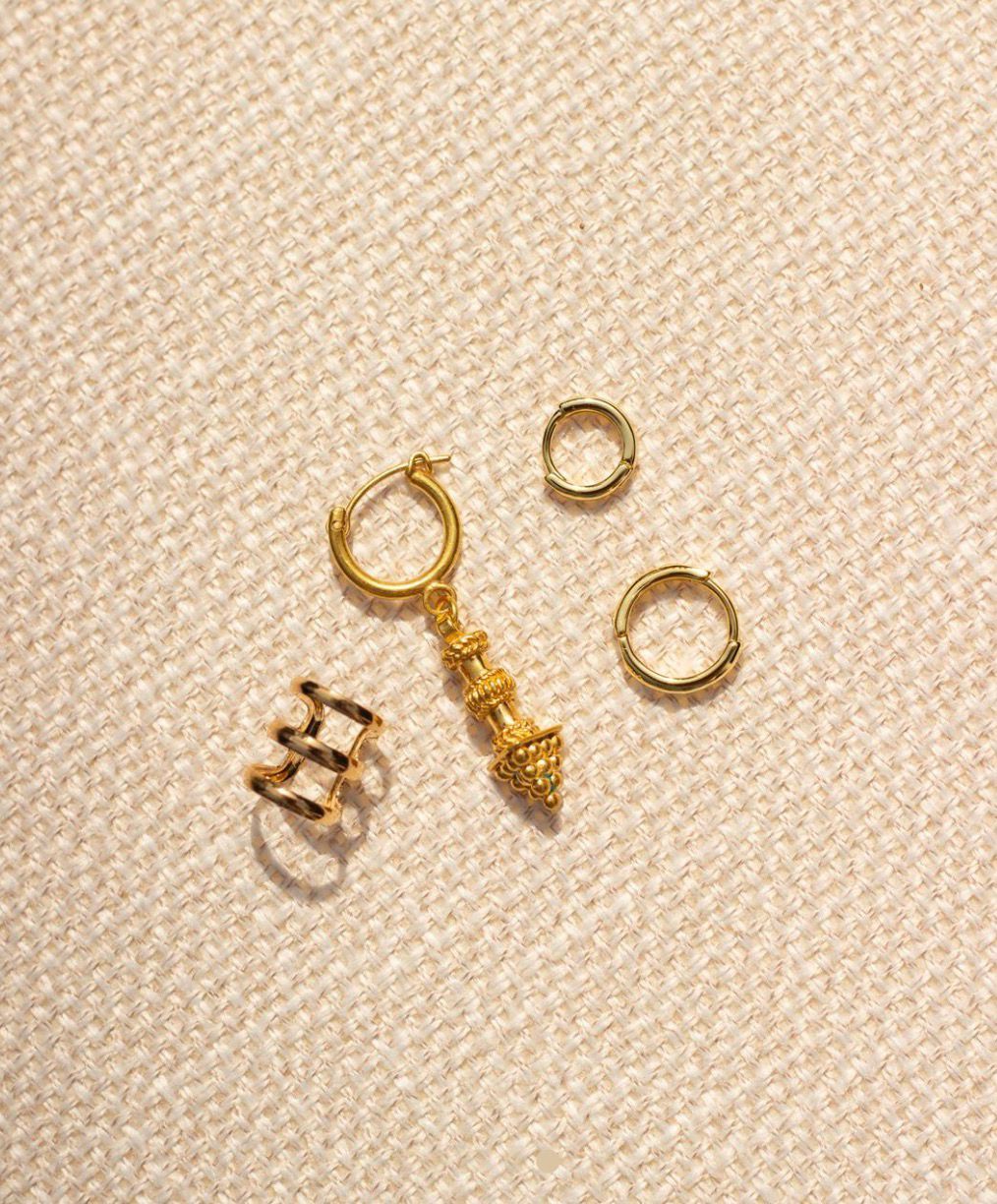 Моносерьга Tengerim с комплектом , серебро 925 + позолота