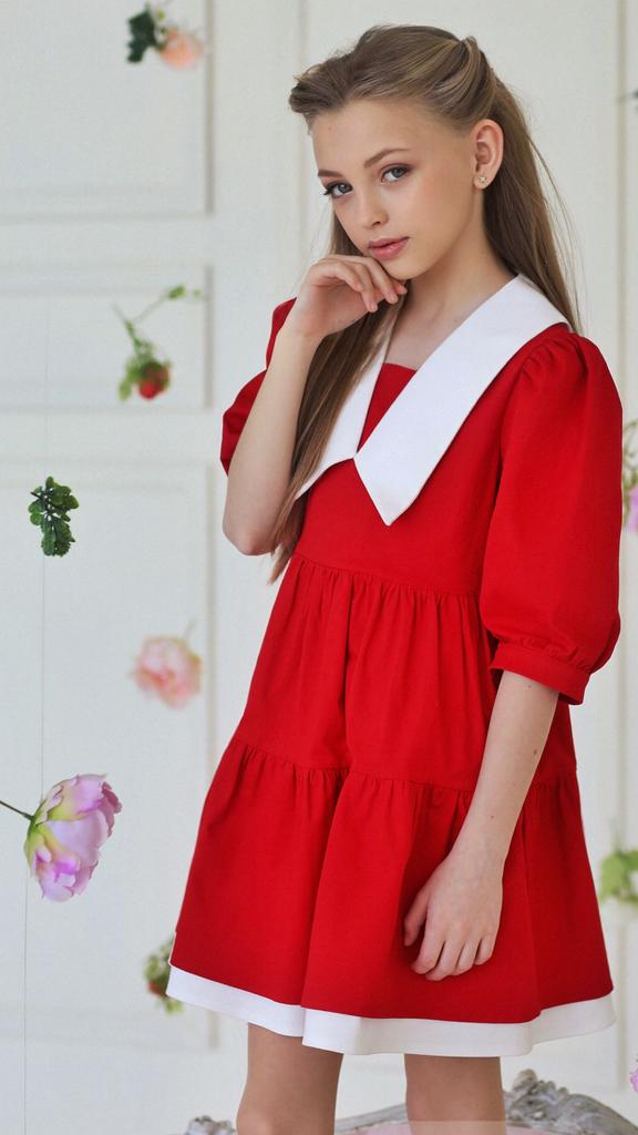 СУКНЯ З КОНТРАСТНИМ КОМІРОМ