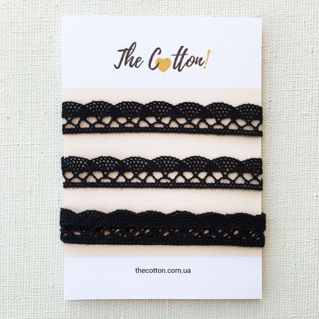Кружево хлопковое, для шитья и рукоделия, 18 мм, Чехия - Цвет черный