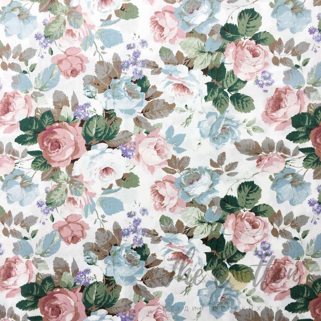 Сатин, хлопок 100% - Винтажные розы - студия детских тканей The COTTON!