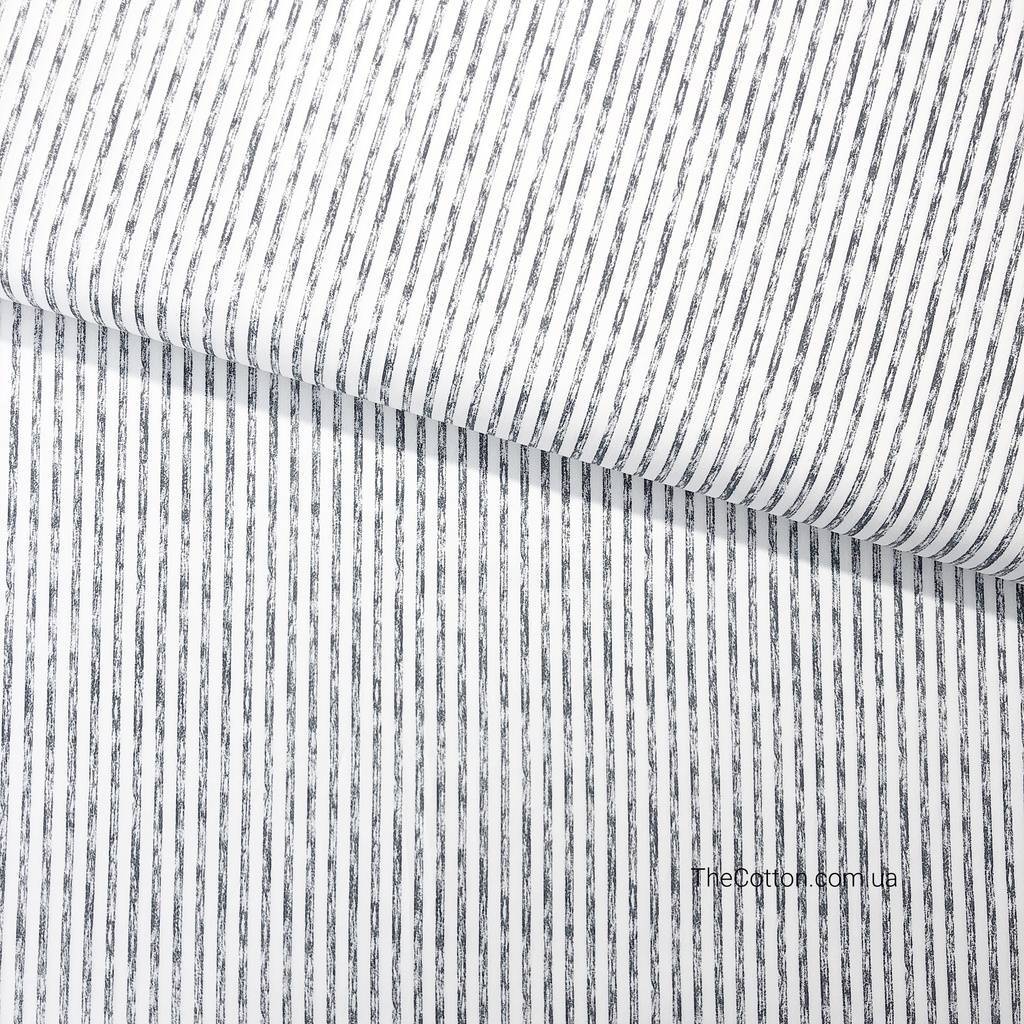 Ткань хлопок, сатин - Полоска размытая, 3 мм черная