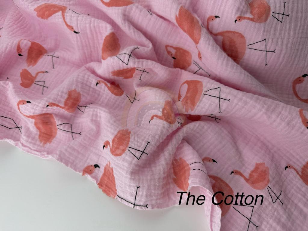 Муслін - Фламінго на світло-рожевому