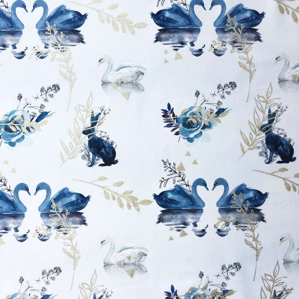 10.118.1. Відрізи - Преміум-бавовна - Біля озера на білому тлі з глітером