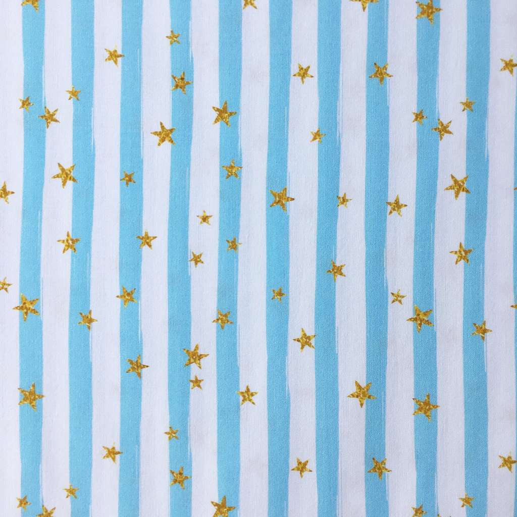 10.28. Відрізи - Преміум-бавовна - Зірочки на блакитних смужках