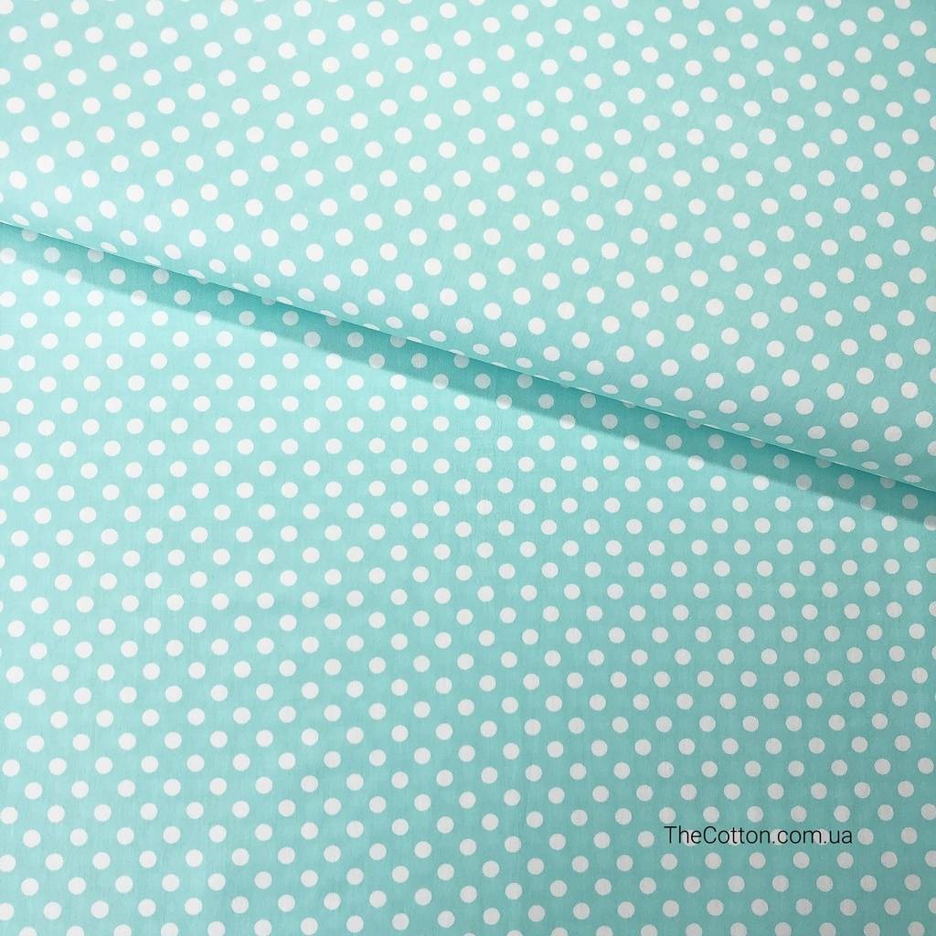 14.110.3. Бавовна Сатин - Горох середній 7 мм білий на м'ятному