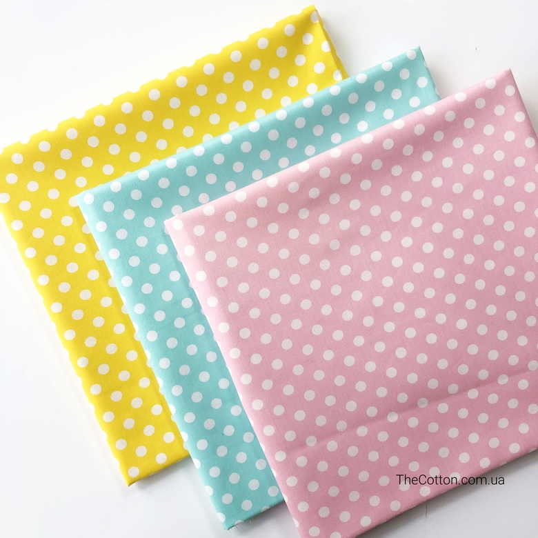 14.110.3. Бавовна Сатин - Горох середній 7 мм білий на м'ятному