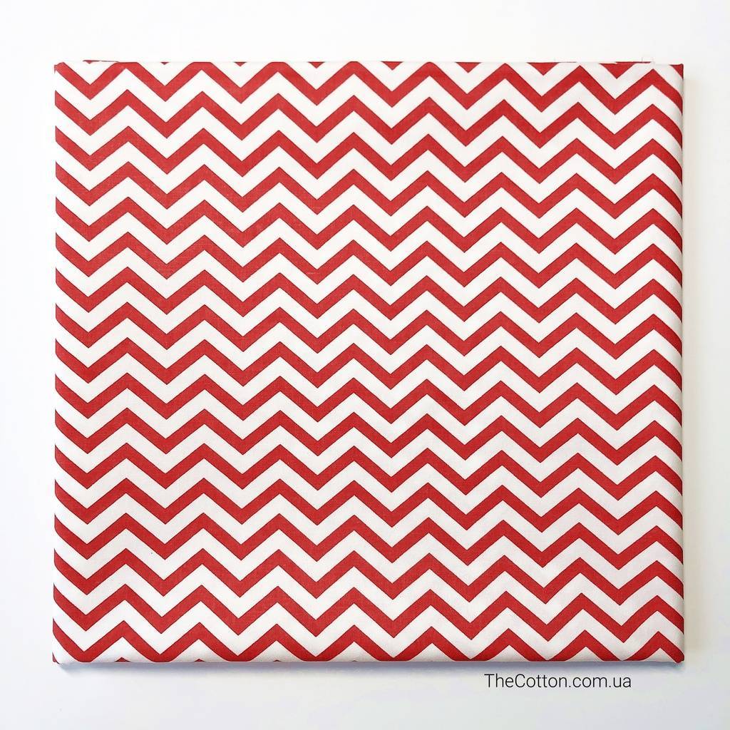 14.142.5. Відрізи бавовни - Сатин - Зигзаг червоний середній