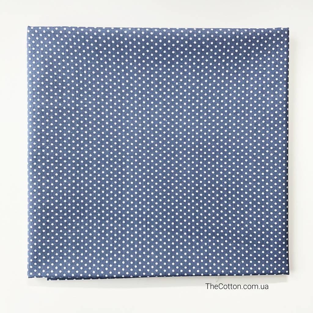 14.106. Відрізи бавовни - Сатин - Горошок 3 мм на джинсовому синьому.