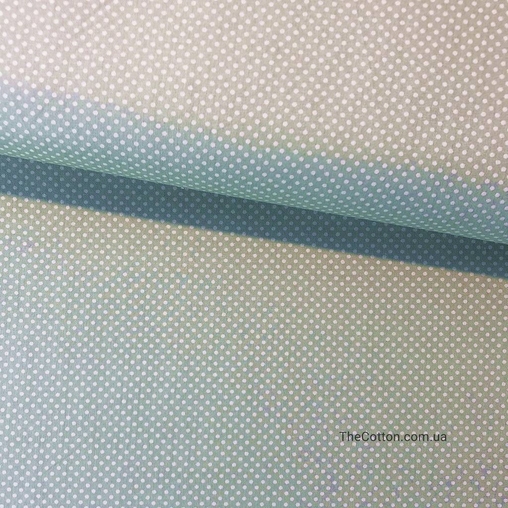 Ткань хлопок, сатин - Густой мини горошек на оливковом