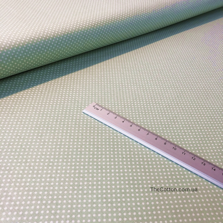 14.103.2. Бавовна Сатин - Густий міні горошок на оливковому