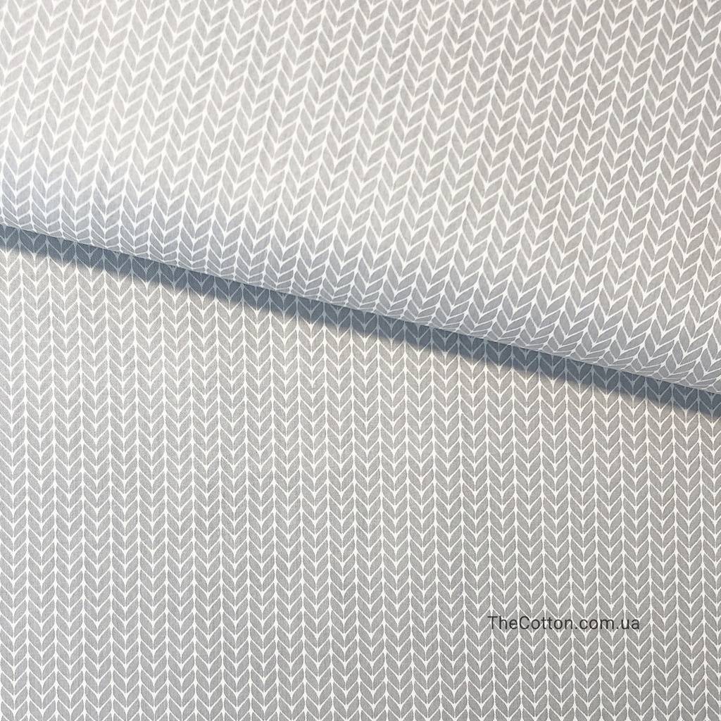 Ткань хлопок, сатин - Косички серые