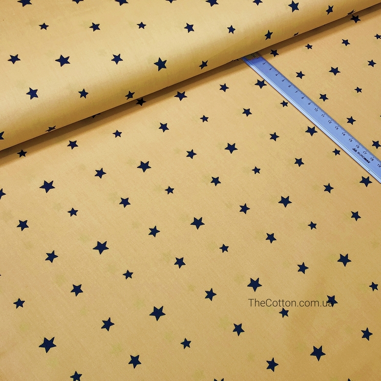 14.158.3. Бавовна Сатин - Зірочки чорні на гірчичному