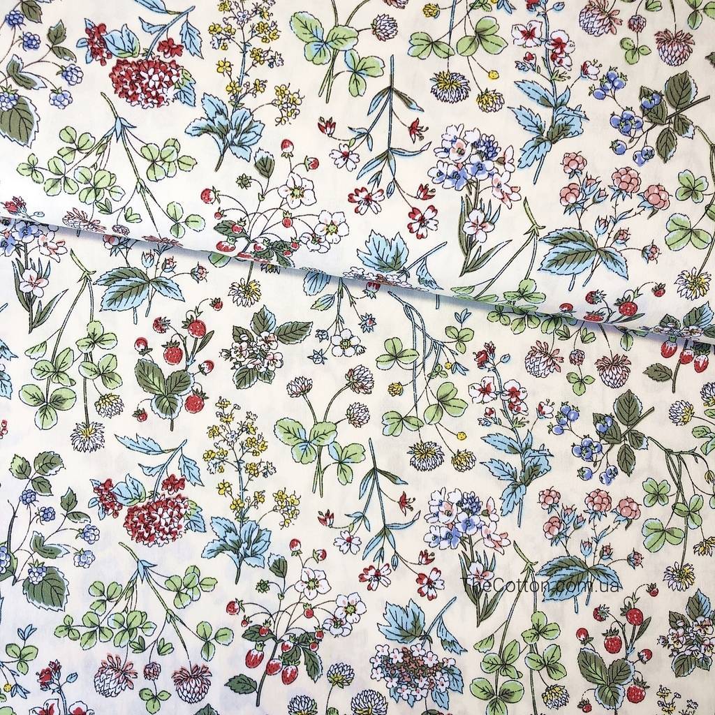 Сатин, хлопок 100% - детские ткани The Cotton - Земляника на ванильном