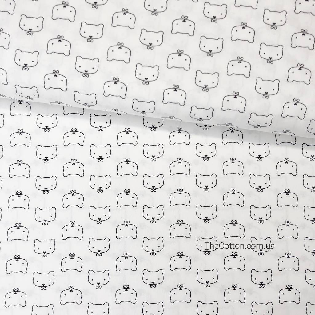 Сатин, хлопок 100% - детские ткани The Cotton -Мишутки на белом