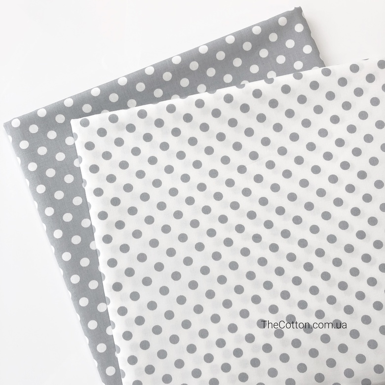 14.110.6. Відрізи бавовни – Горох середній, 7 мм, сірий на білому.