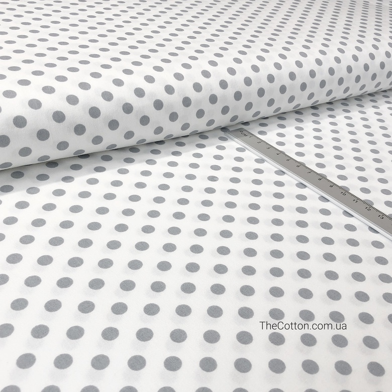 14.110.6. Бавовна Сатин - Горох середній 7 мм сірий на білому