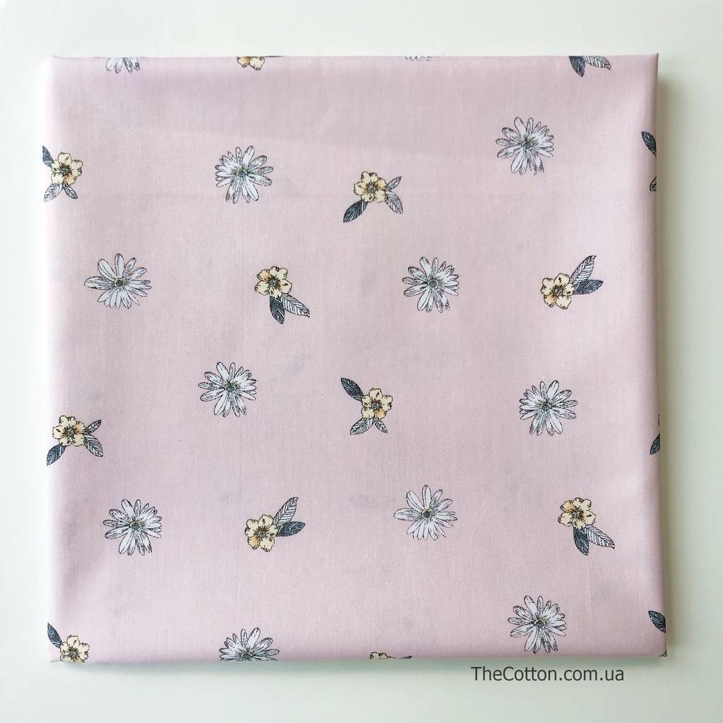 14.243.1. Відрізи бавовни - Урожай персикові квіточки на рожевому