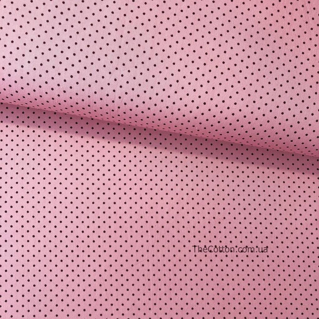 14.114.2. Бавовна Сатін - Крапки густі чорні на рожевому