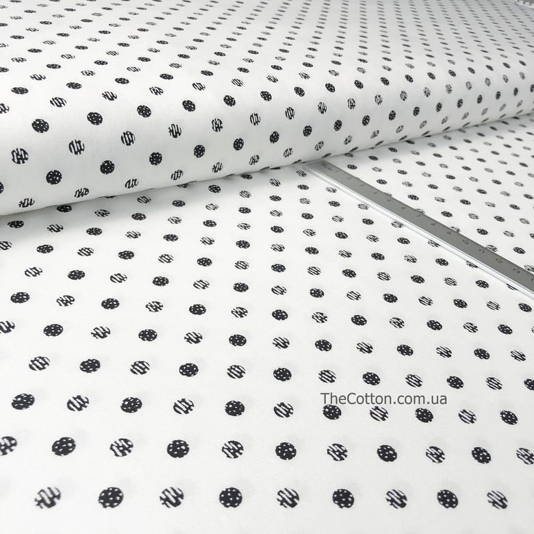 14.113. Відрізи бавовни – Сатин – Горохи, штрихи чорні на білому