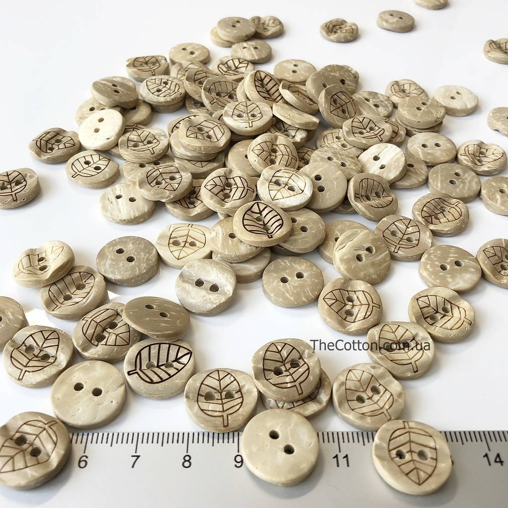 Натуральные кокосовые пуговицы - Листок