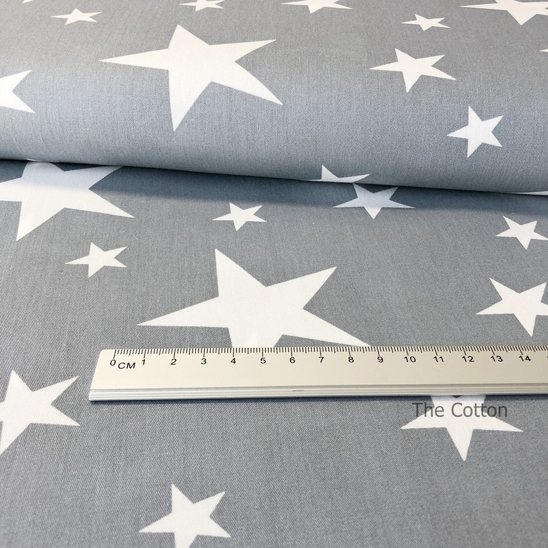 14.159.2. Бавовна Сатін - Зірки білі на сірому