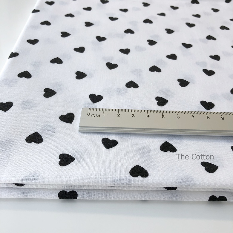 17.145.6. Відрізи бавовни - Бязь - Серце рідке чорне на білому