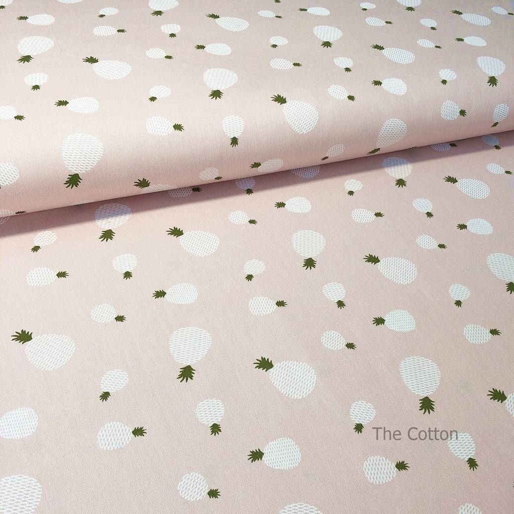 Сатин, хлопок 100% - детские ткани The Cotton - Ананасы на пудровом