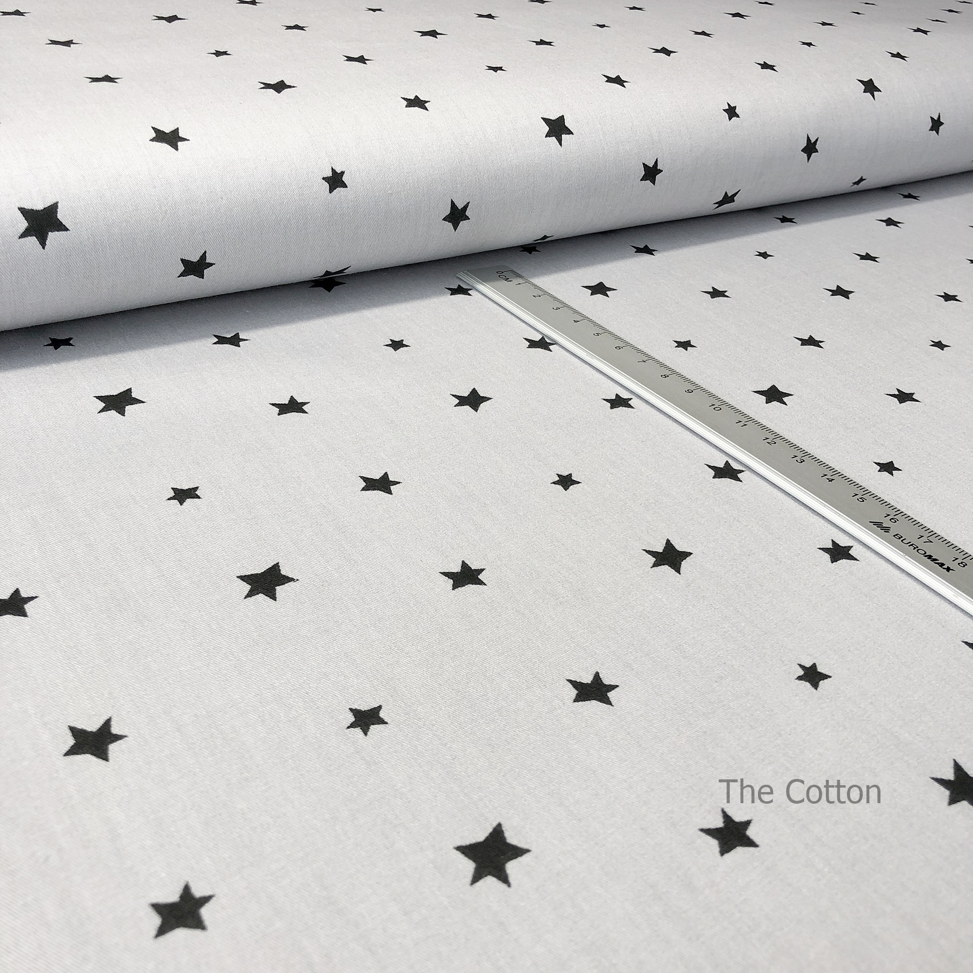 14.158.4. Бавовна Сатин - Зірочки чорні на сірому