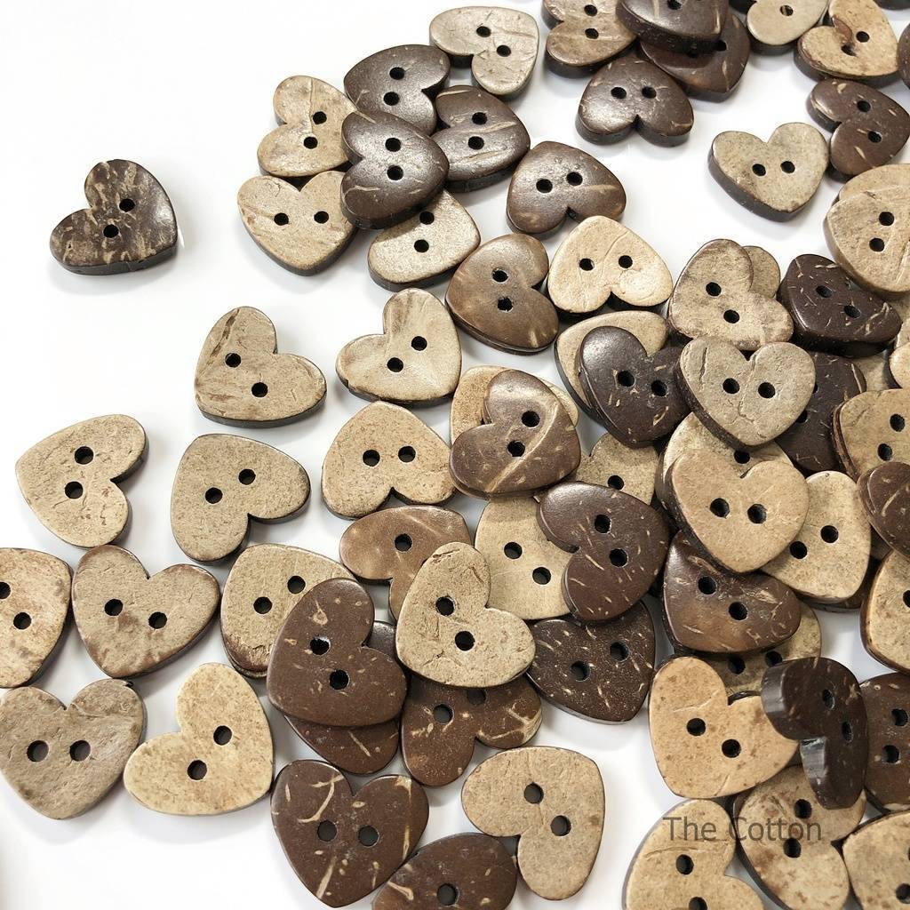 Натуральные кокосовые пуговицы - Сердечки