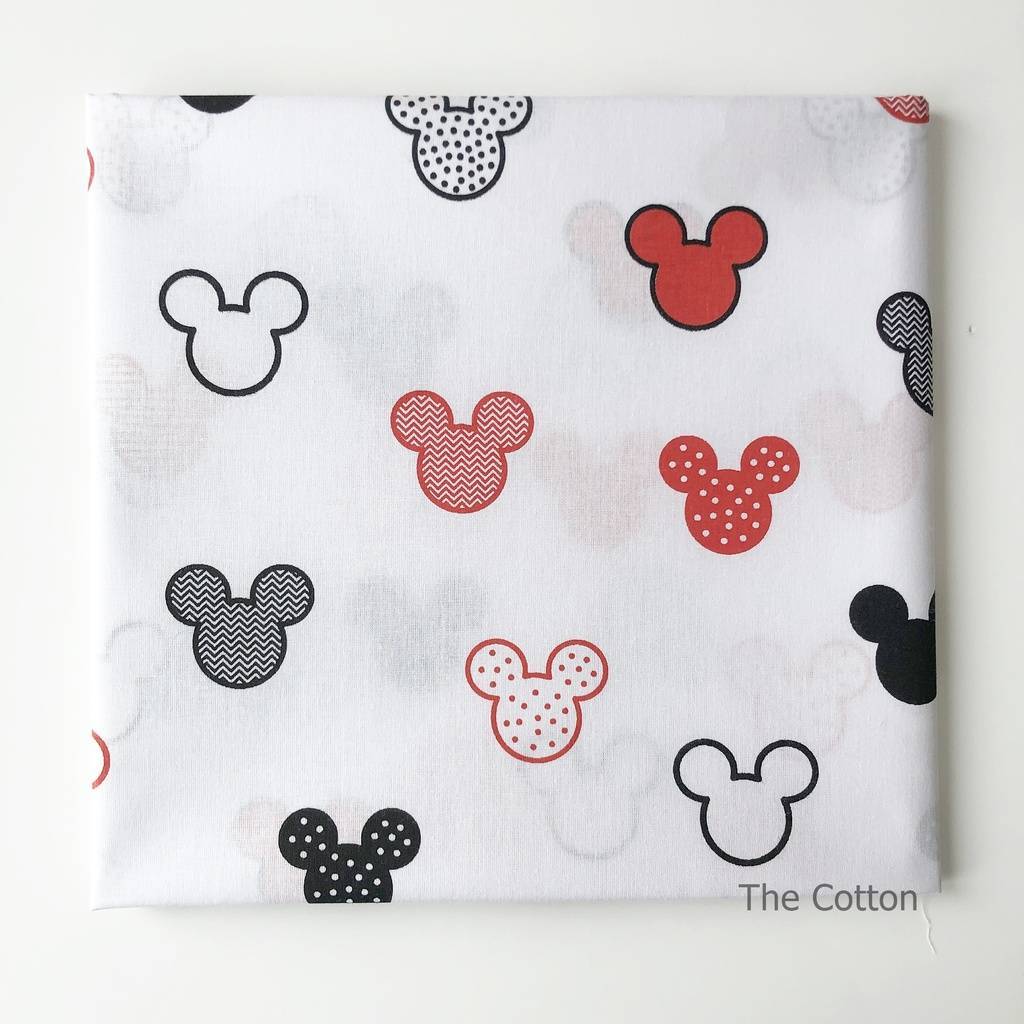 Хлопок 100% - Микки красные и черные на белом - детские ткани The COTTON