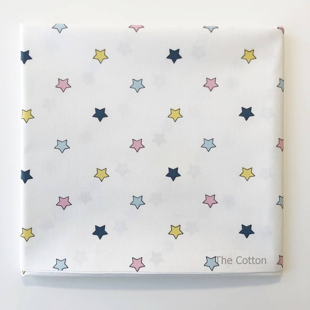 14.153.5. Відрізи бавовни - Сатин - Зірочки кольорові на молоці