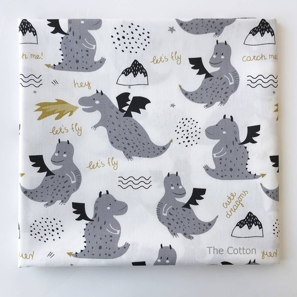 Хлопок с детским принтом - Дракончики, компаньон к рыцарям