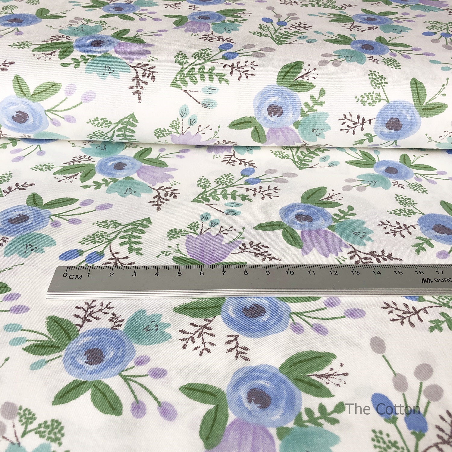 14.282.1. Бавовна Сатин - Блакитні анемони та дзвіночки