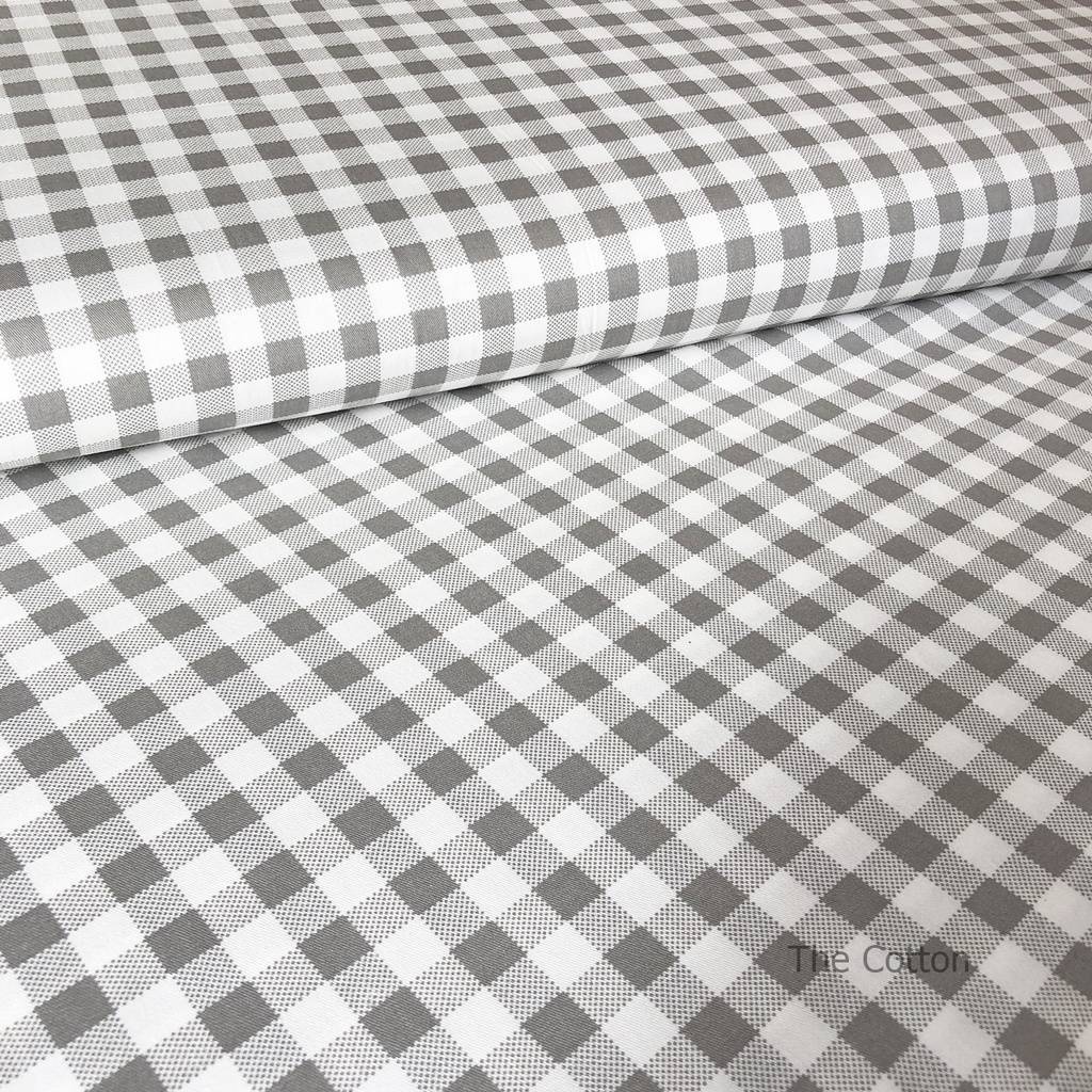 Хлопок для шитья и рукоделия - Клетка виши серая, 10 мм