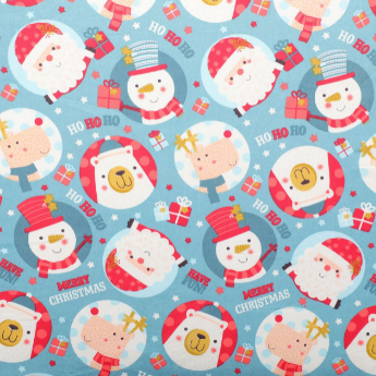 14.506.5. Бавовна Сатин - Новорічні портрети в колах на блакитному